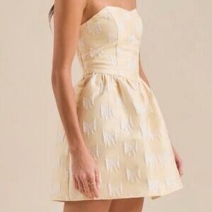Altar'd State Strapless butter yellow bow Dress